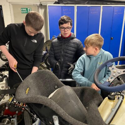 Jamie Rowbotham working at the Scottish Karting Academy Workshop